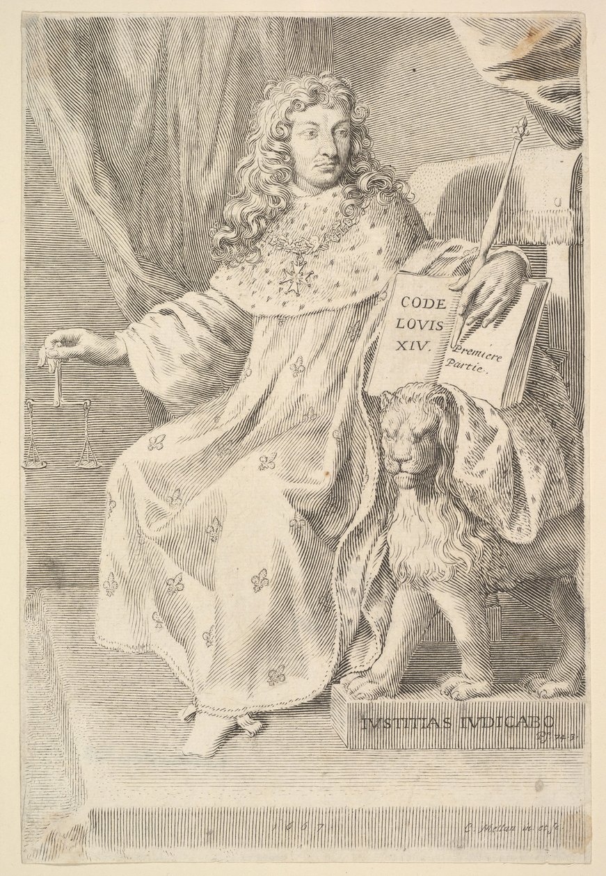 Pagina del titolo: Le Code Louis XIV da Claude Mellan