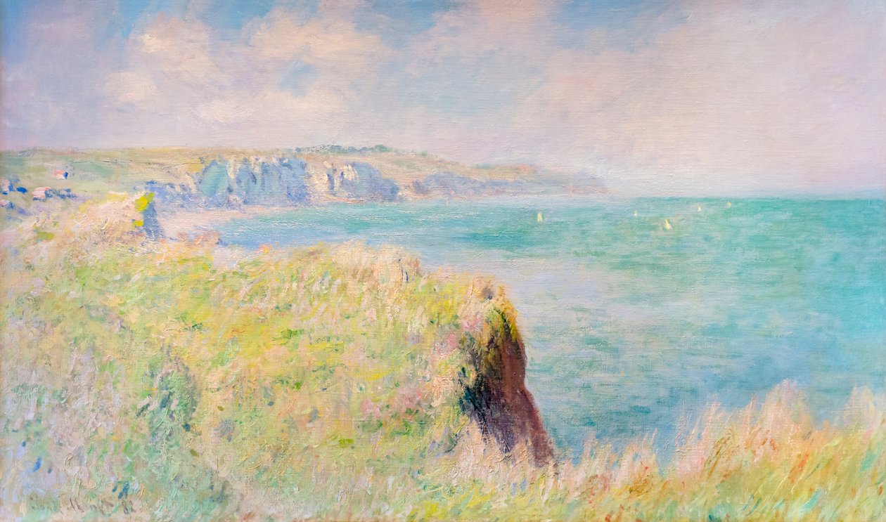 Scogliere e barche a vela a Pourville da Claude Monet