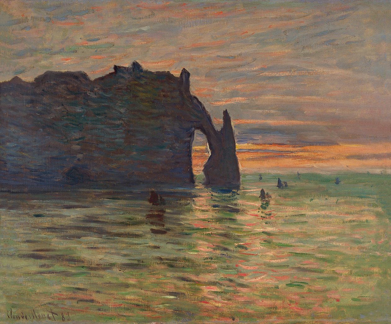 Tramonto a Etretat da Claude Monet