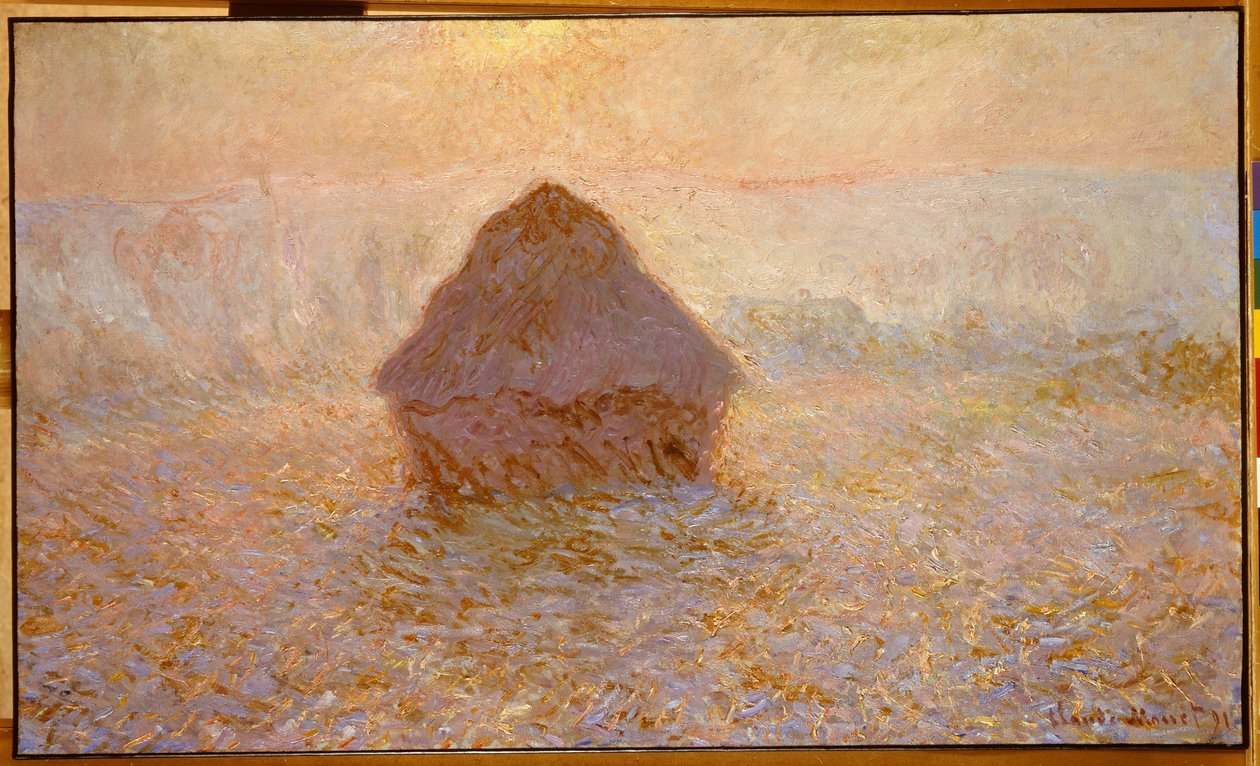 Covoni di fieno, sole nella nebbia da Claude Monet