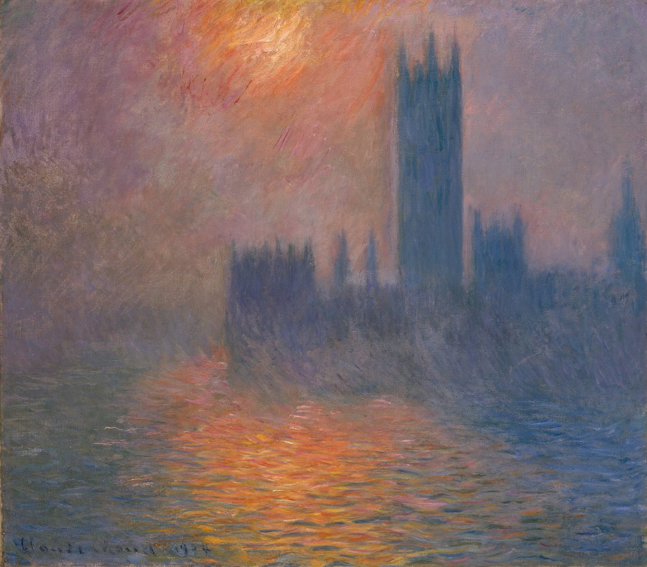 Case del Parlamento. Tramonto, 1900-1901 da Claude Monet