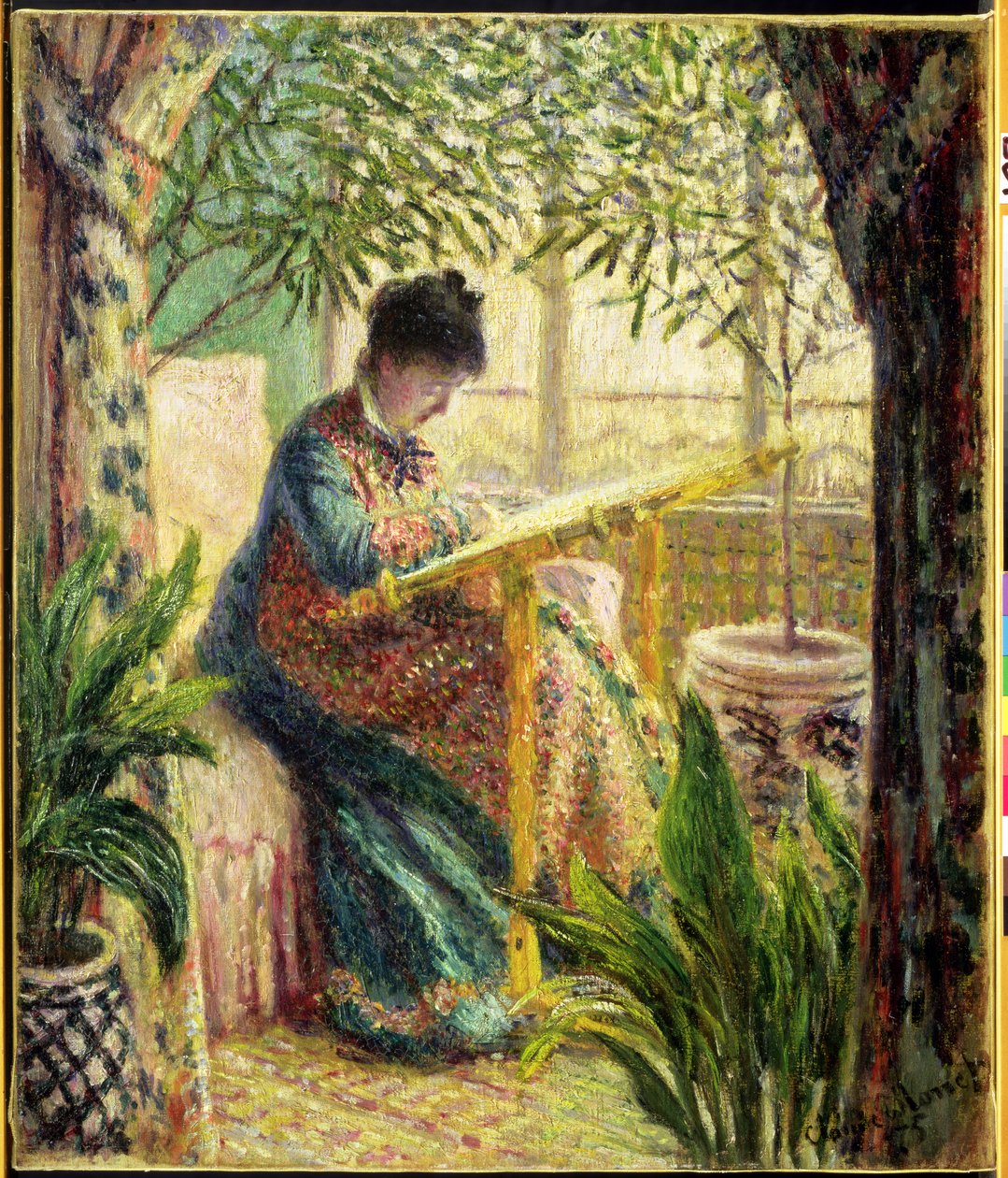 Madame Monet che Ricama (Camille au Metier) da Claude Monet