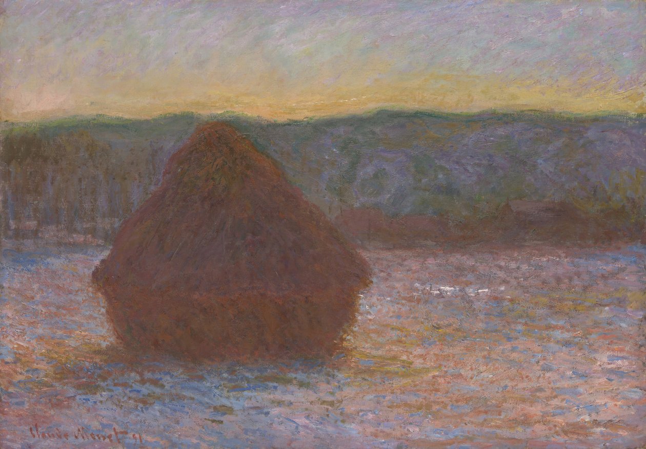 Mucchio di grano al disgelo, tramonto, 1890-91 da Claude Monet