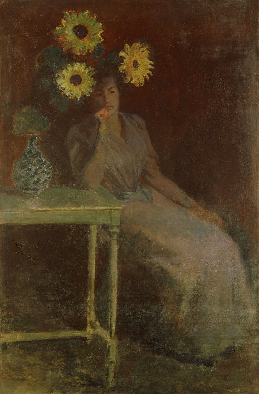 Suzanne con girasoli, c.1889 da Claude Monet