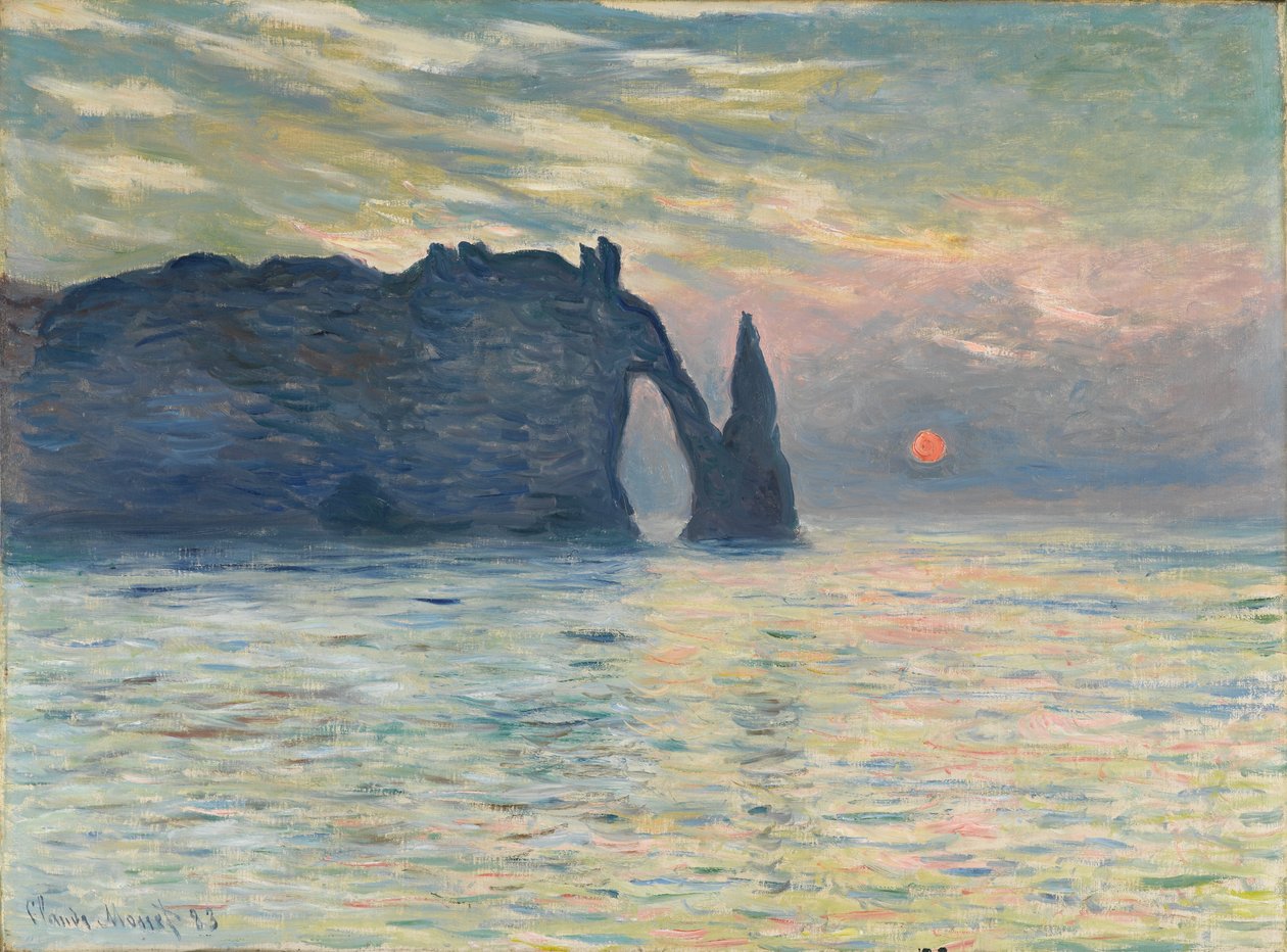 La Scogliera, Étretat, Tramonto, 1882-1883 da Claude Monet