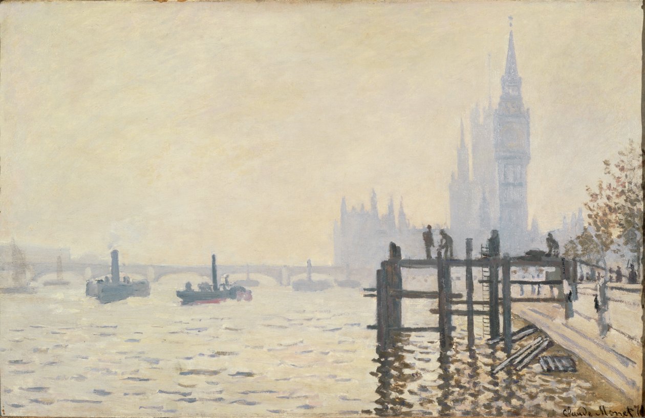 Il Tamigi sotto Westminster... (olio su tela) da Claude Monet