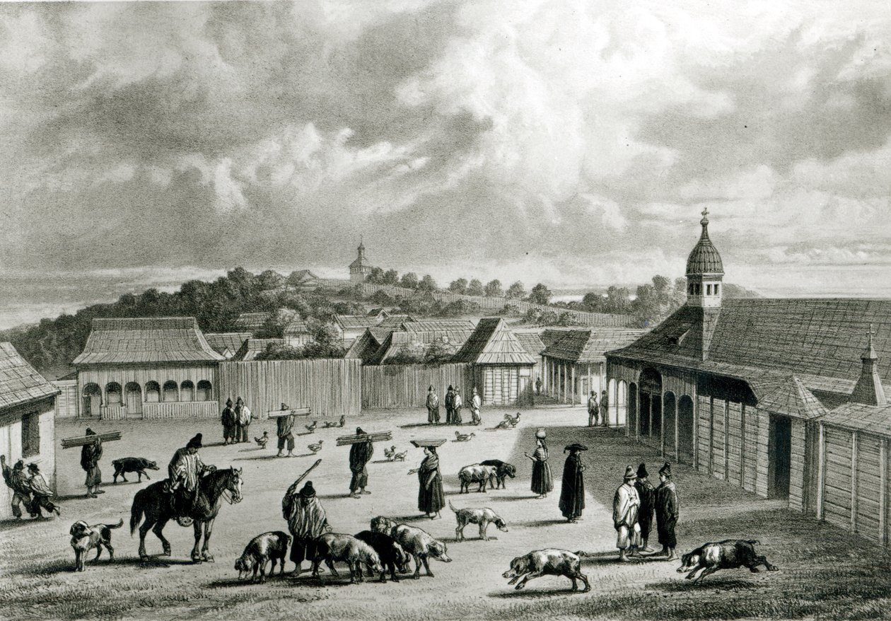 Plaza de San-Carlos de Chiloe, 1835 da Claudio Gay