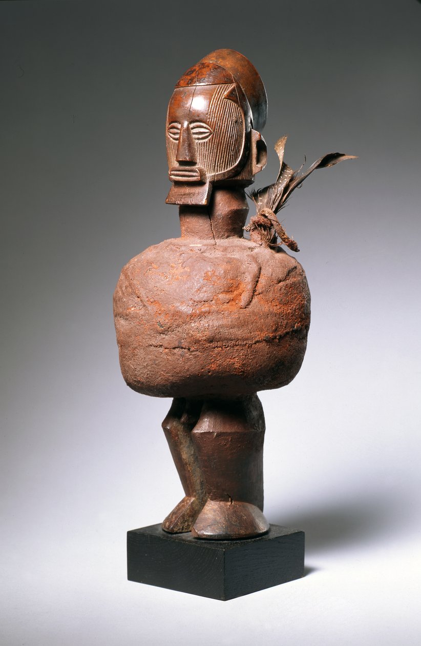 Figura spirituale Nkisi (legno, argilla, tessuto e piume) da Congolese