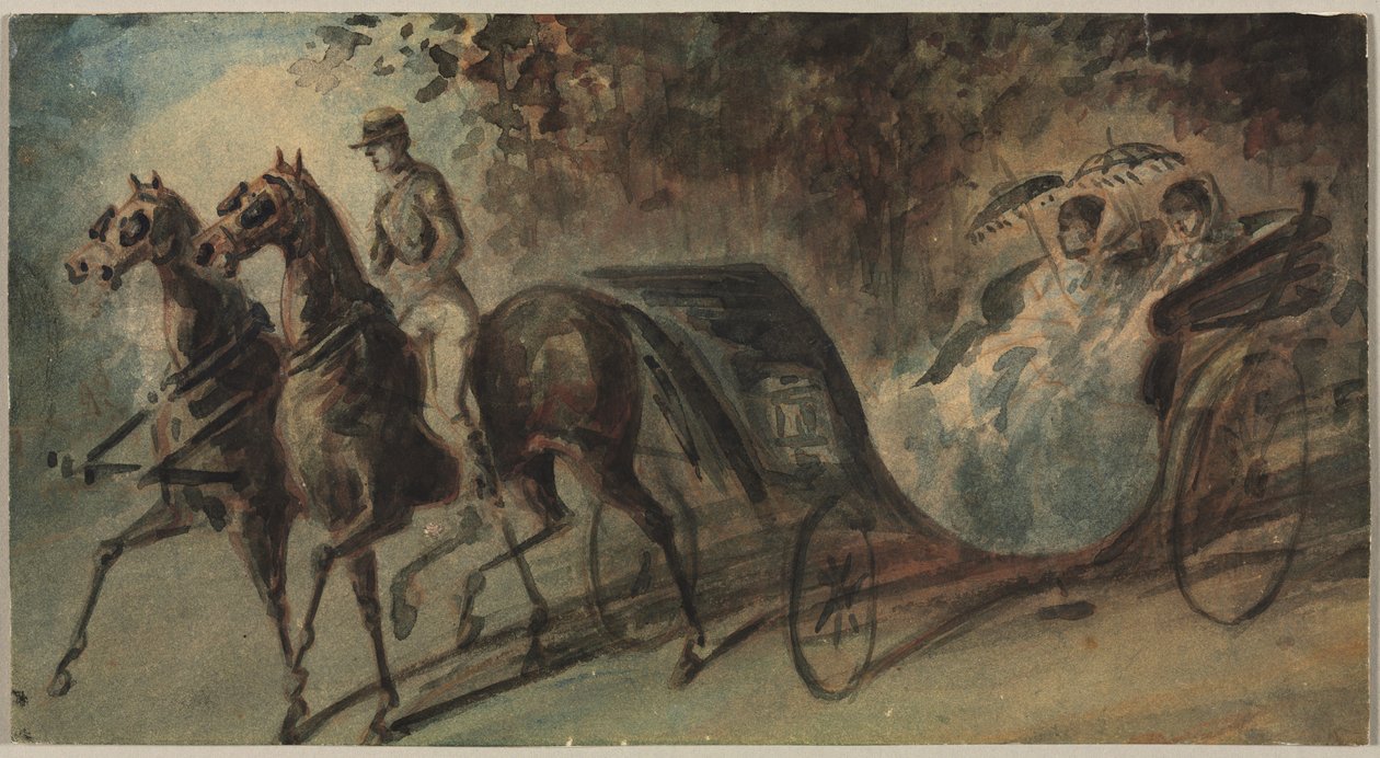 Carrozza nel Bois de Boulogne, 1800 da Constantin Guys