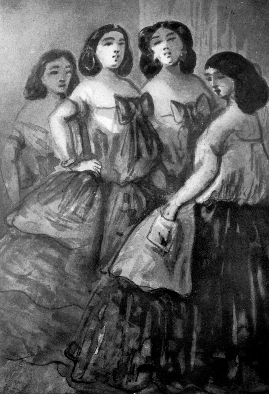 Quattro ragazze, XIX secolo, 1930 da Constantin Guys