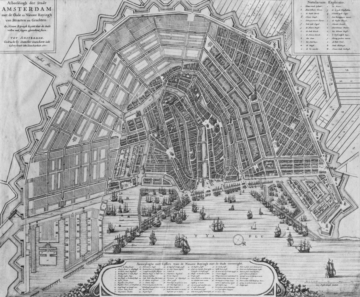 Mappa di Amsterdam, 1662 da Cornelis I Danckerts