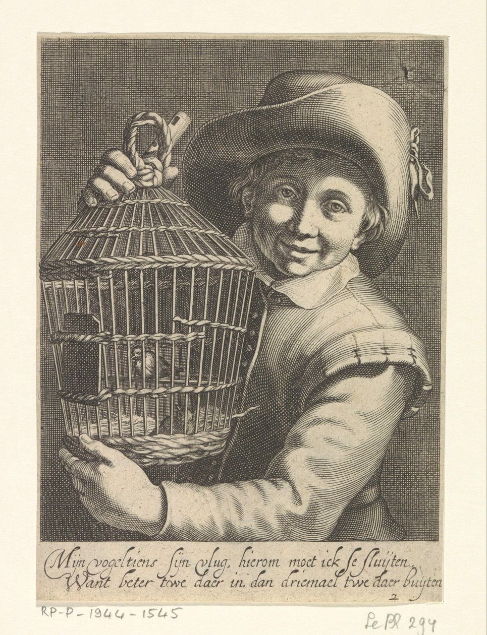 Ragazzo con gabbia per uccelli da Cornelis Bloemaert (II)