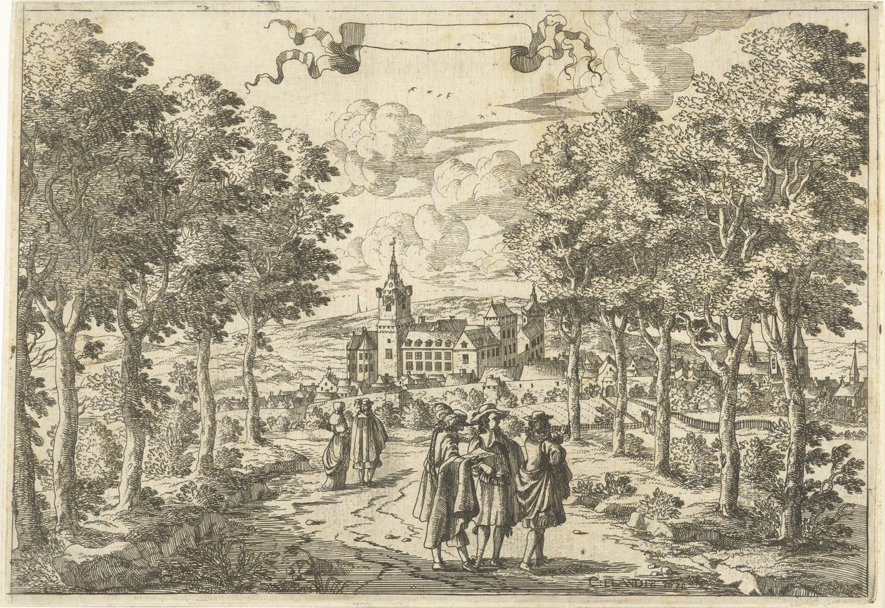 Passeggiatori e un castello da Cornelis Elandts