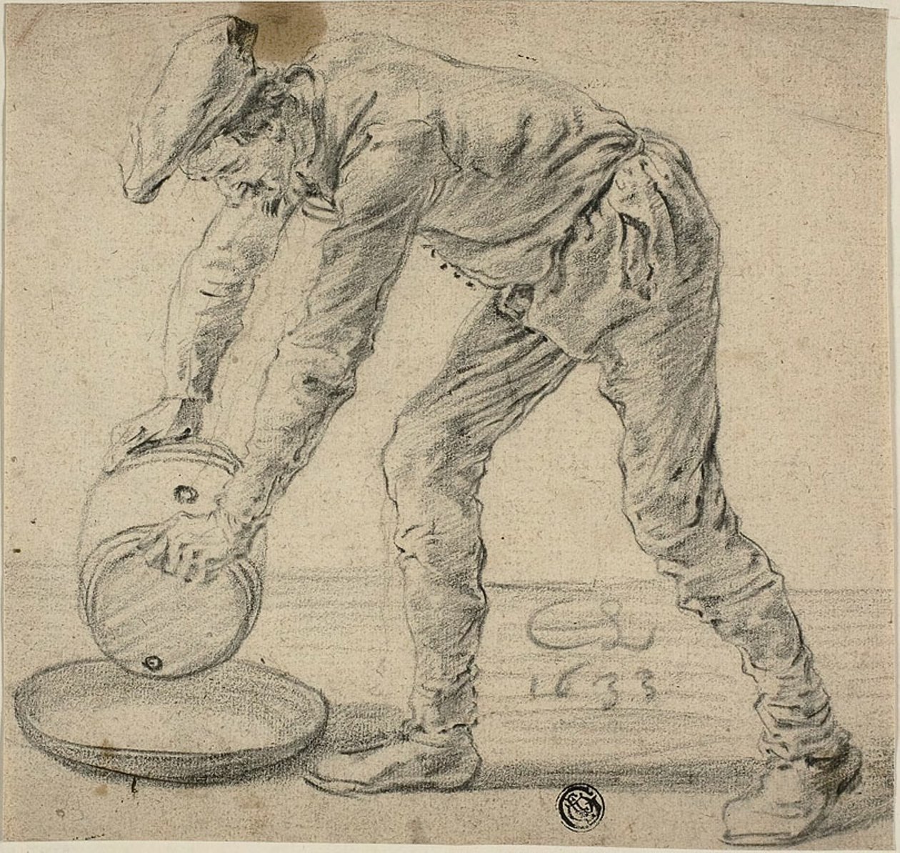 Uomo con una botte da Cornelis Saftleven