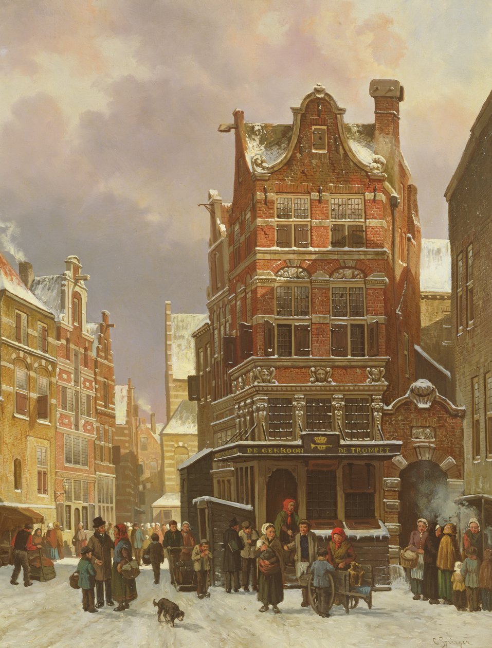 Scena di strada in Belgio, XIX secolo da Cornelis Springer