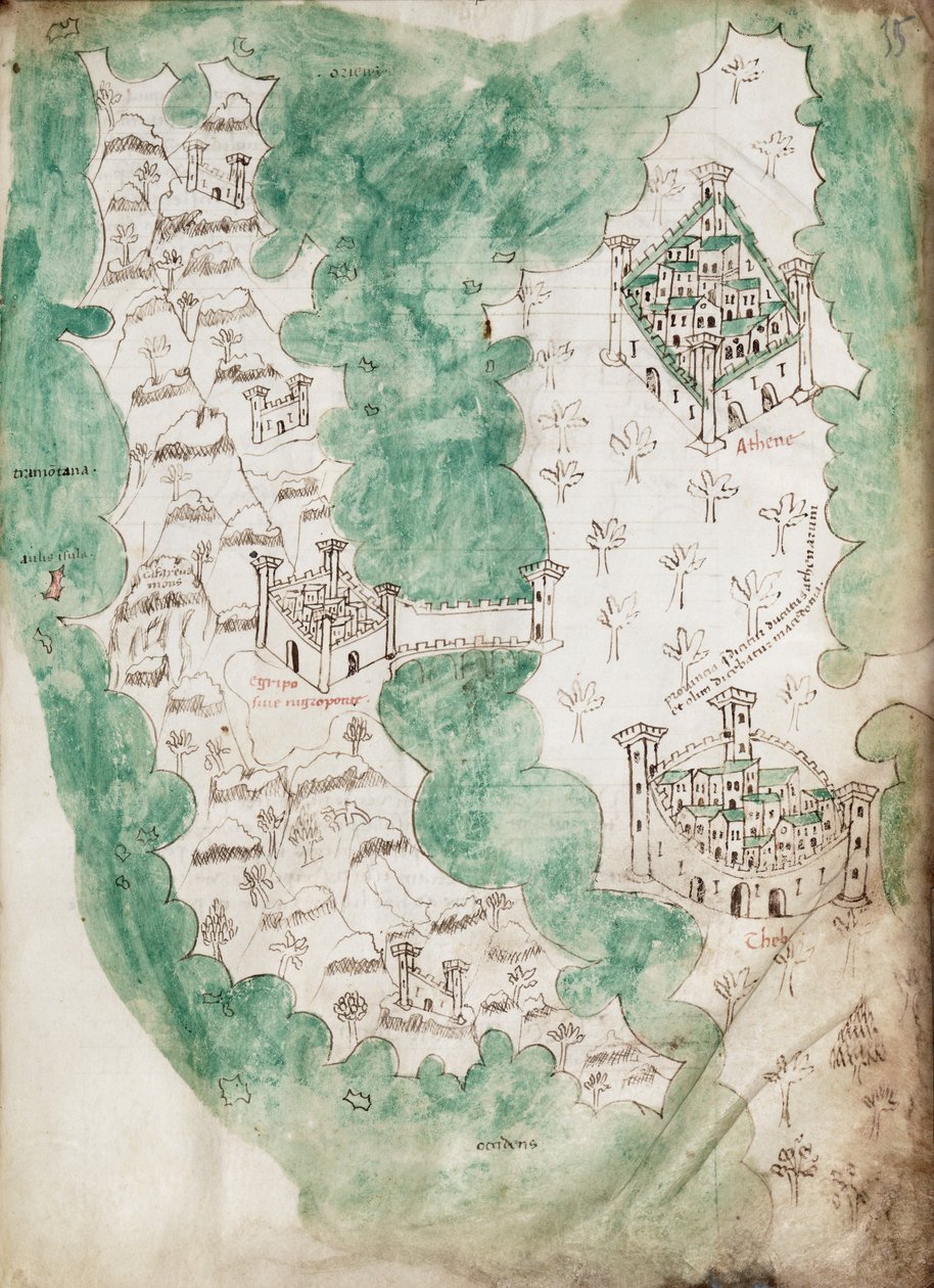 Eubea e Atene, c.1420 da Cristoforo Buondelmonti