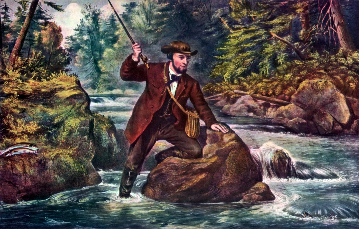 Pesca alla trota di torrente, 1862 da Currier and Ives
