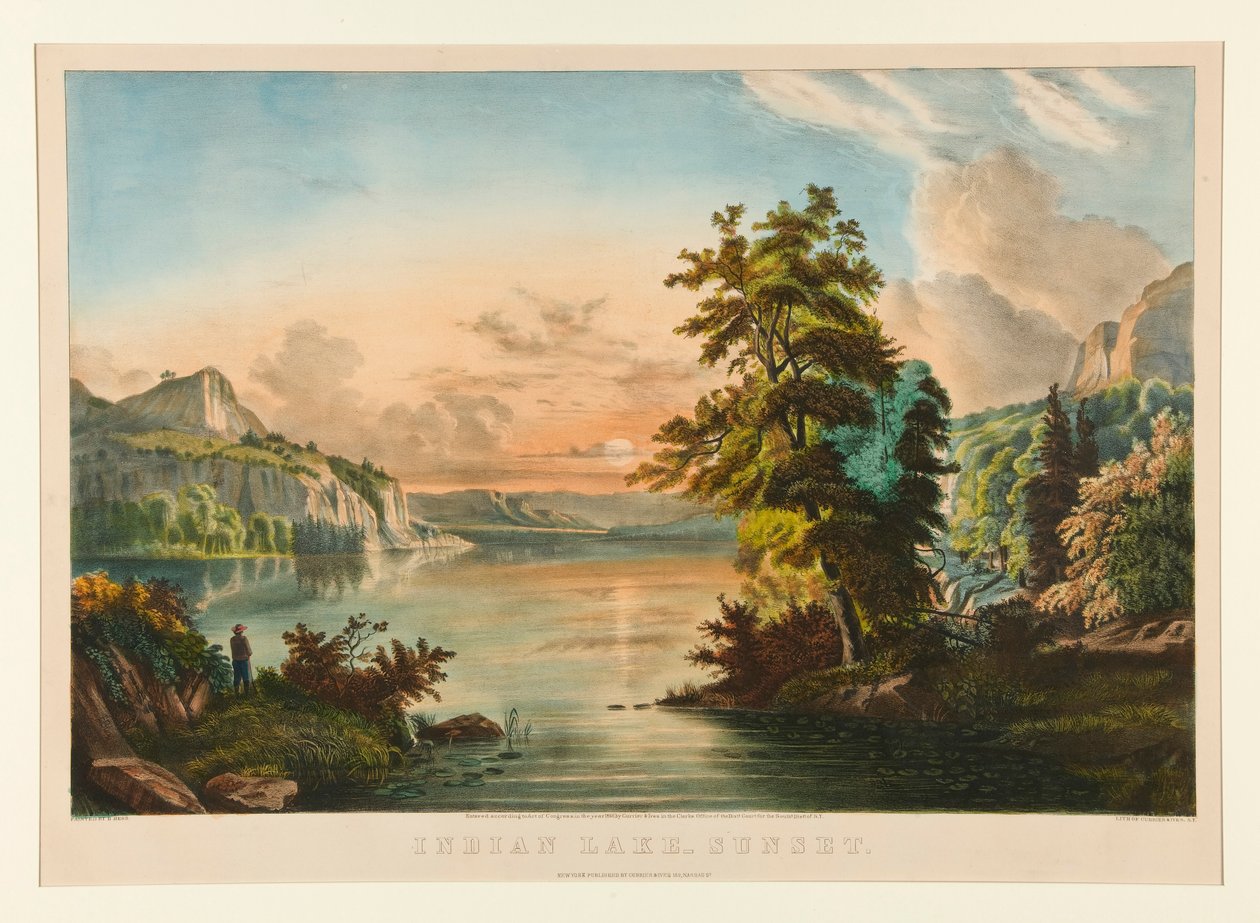 Lago indiano - Tramonto da Currier and Ives