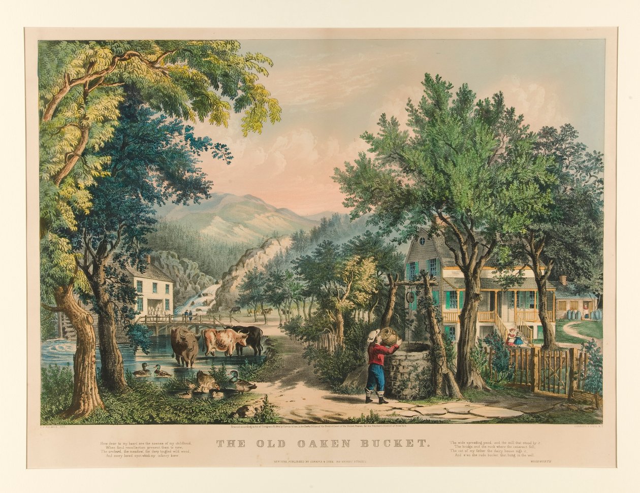 Il vecchio secchio di quercia da Currier and Ives