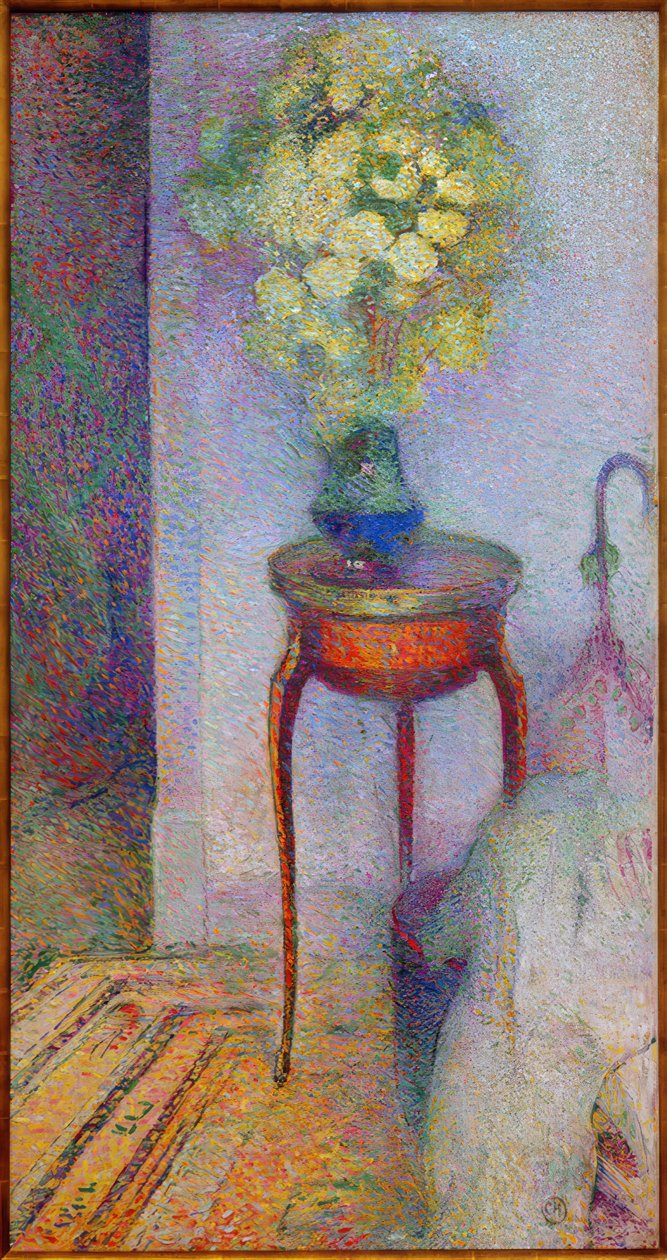 Interno con fiori su un tavolo Impero da Curt Herrmann