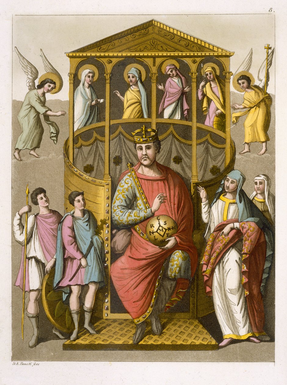 Carlo II (823-77) il Calvo, da un manoscritto nella Biblioteca Colberg, tavola 8 da 