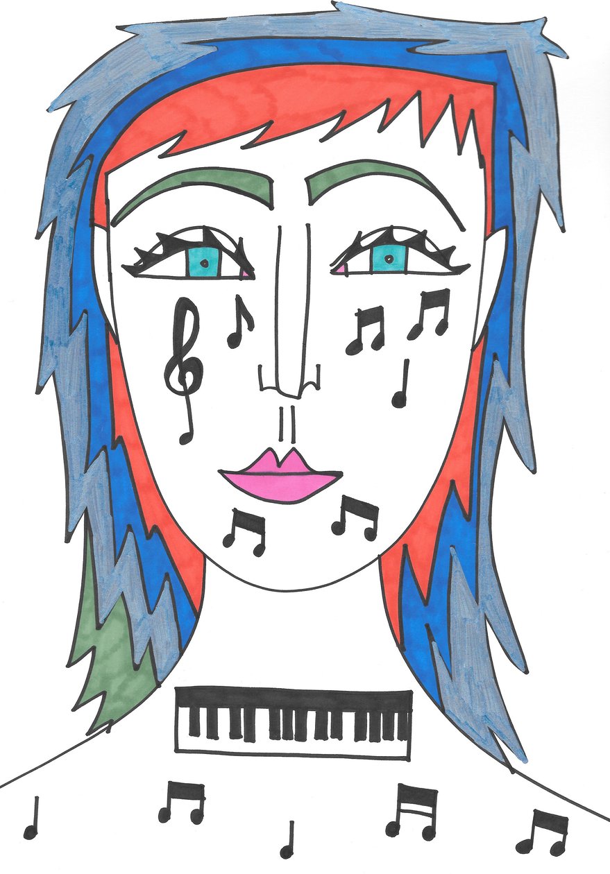 Musica (punta di feltro su carta) da Daisy de Villeneuve