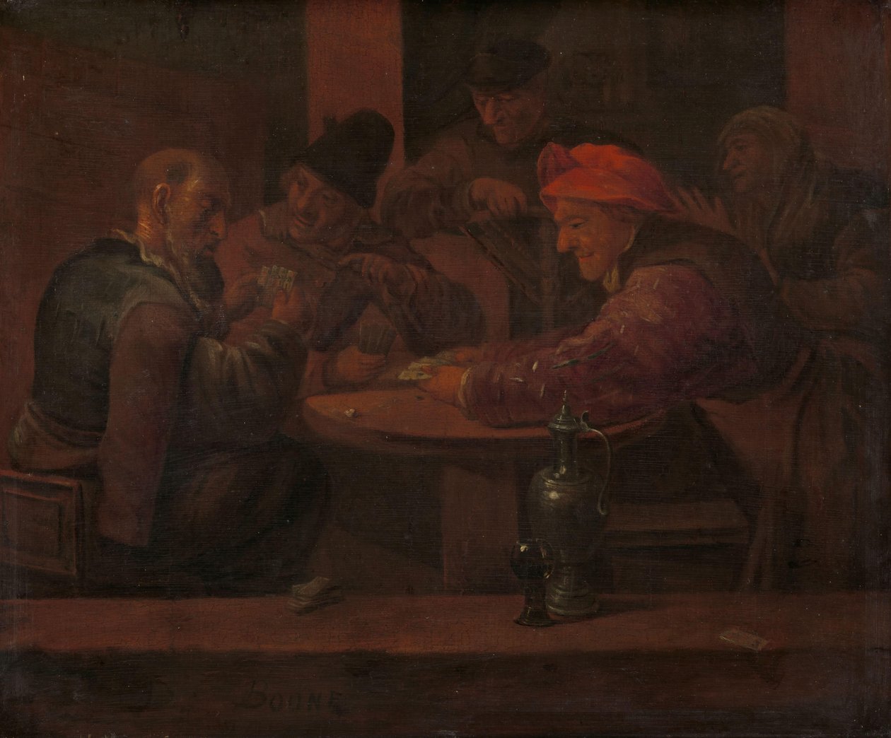 Uomini che giocano a carte in una taverna da Daniel Boone