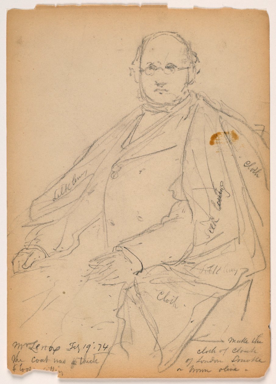 Disegno, James Lenox seduto, 19 febbraio 1874 da Daniel Huntington