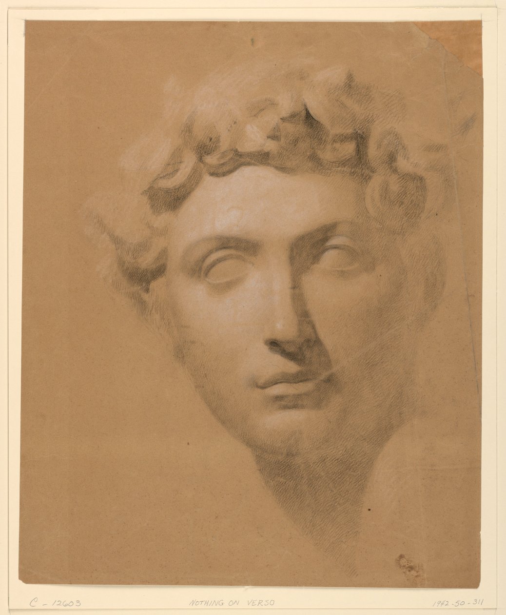 Testa maschile da un calco in gesso da Daniel Huntington