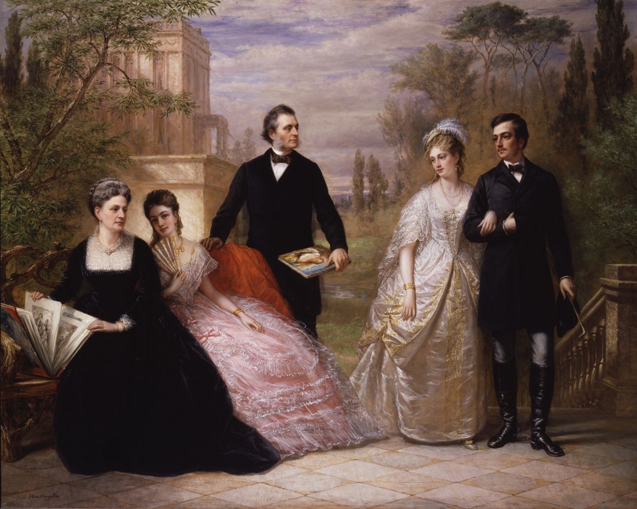La famiglia Field in un giardino, 1869 da Daniel Huntington