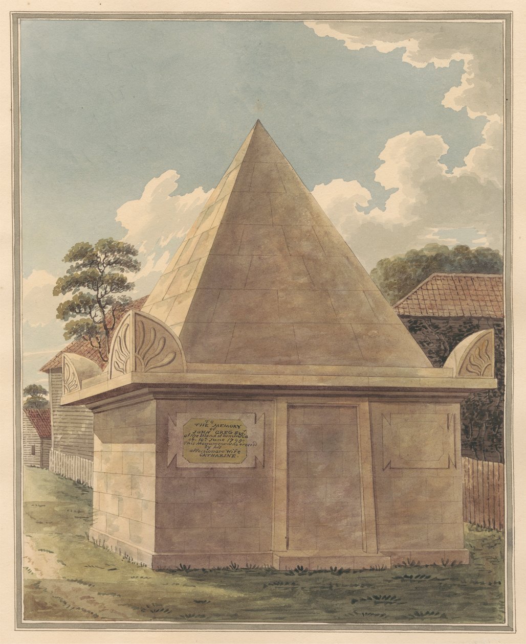 Tomba di John Greg dal cimitero della Chiesa di Hampton da Daniel Lysons