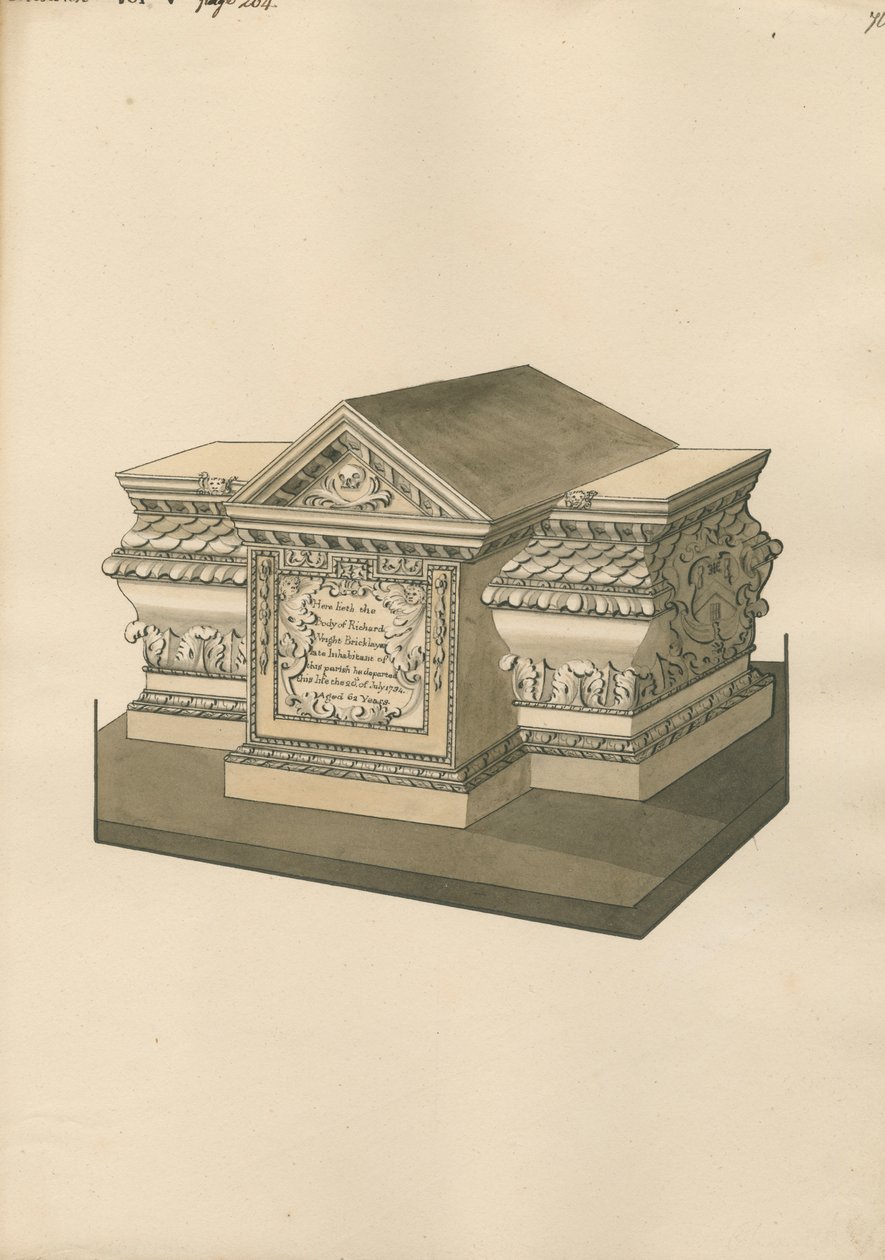 Tomba di Richard Wright dalla Chiesa di Chiswick da Daniel Lysons