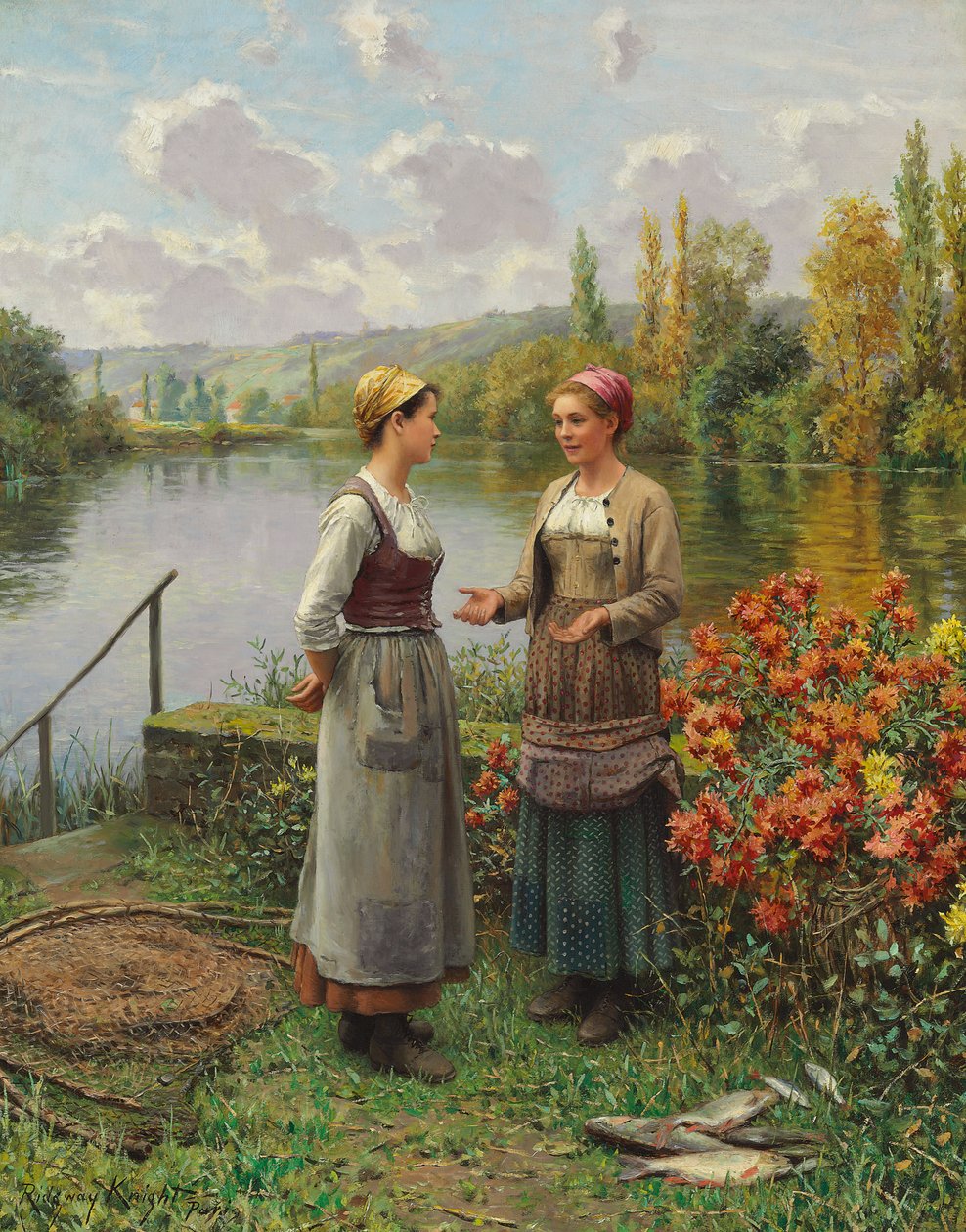 Due donne in un paesaggio da Daniel Ridgway Knight