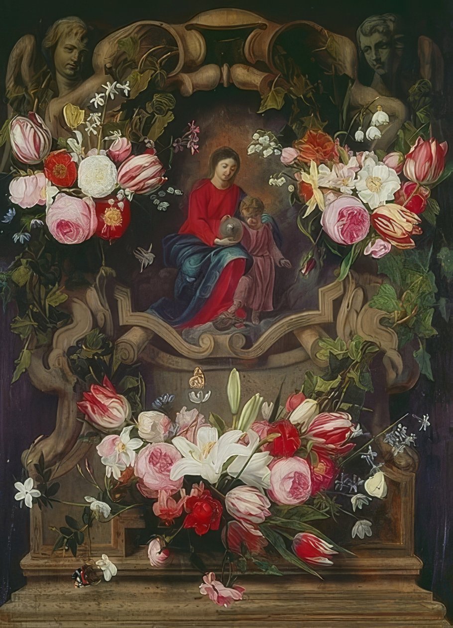 Corona di fiori con Madonna e Bambino da Daniel Seghers