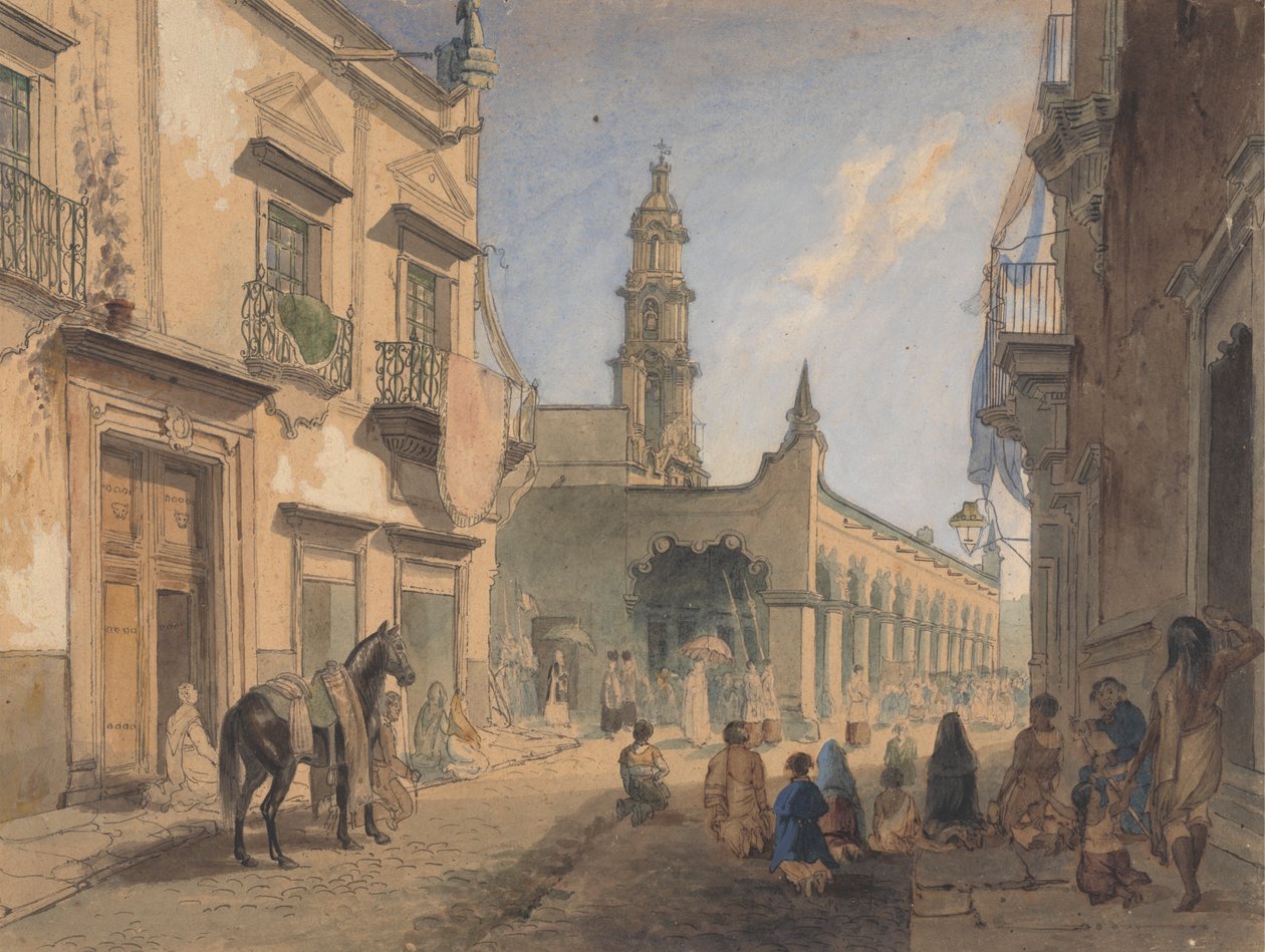 Scena di strada messicana - Aquas Caliente da Daniel Thomas Egerton