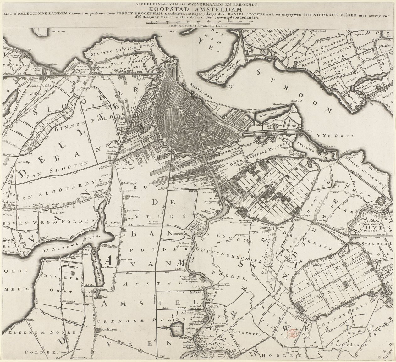 Mappa di Amsterdam e delle aree circostanti da Daniël Stopendael