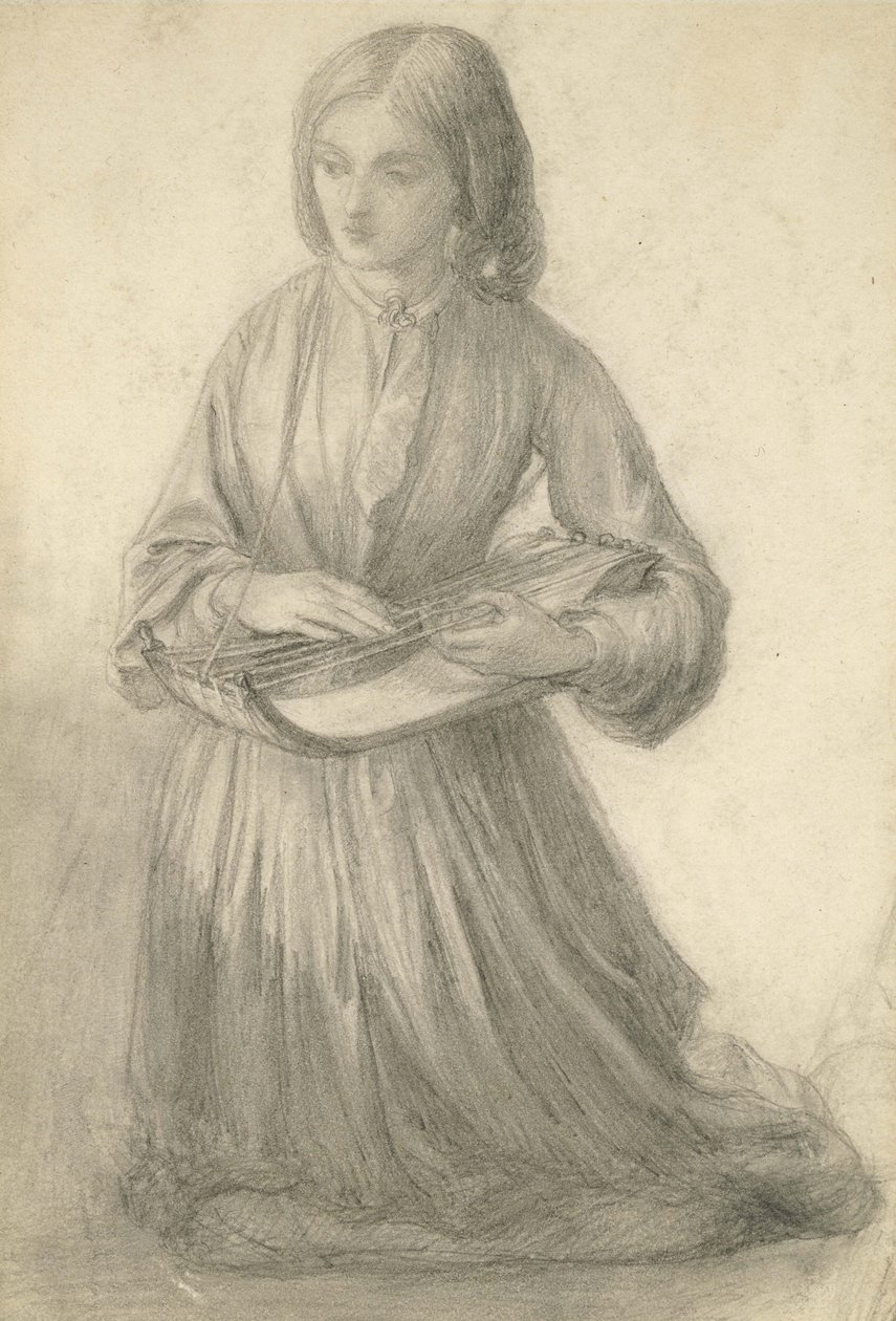 Elizabeth Siddal che suona uno strumento a corda, c.1852 da Dante Gabriel Charles Rossetti
