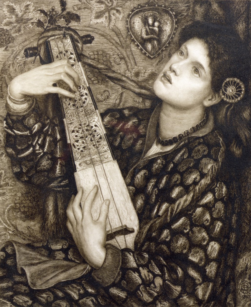 Un canto di Natale, inciso da Eugene Gaujean (1850-1900) pub. da Robert Dunthorne, 1891 da Dante Gabriel Charles Rossetti