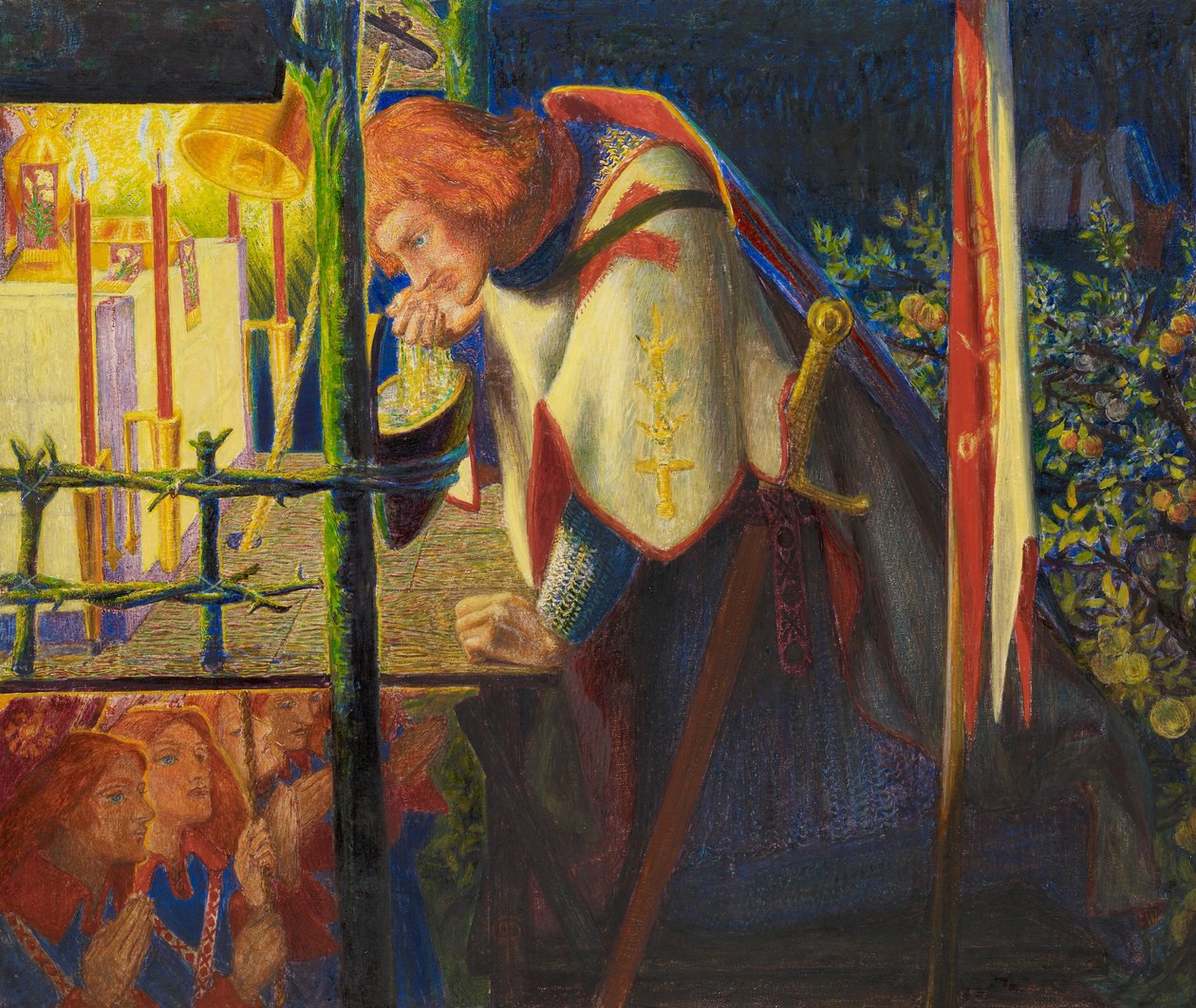 Sir Galahad alla cappella in rovina da Dante Gabriel Charles Rossetti