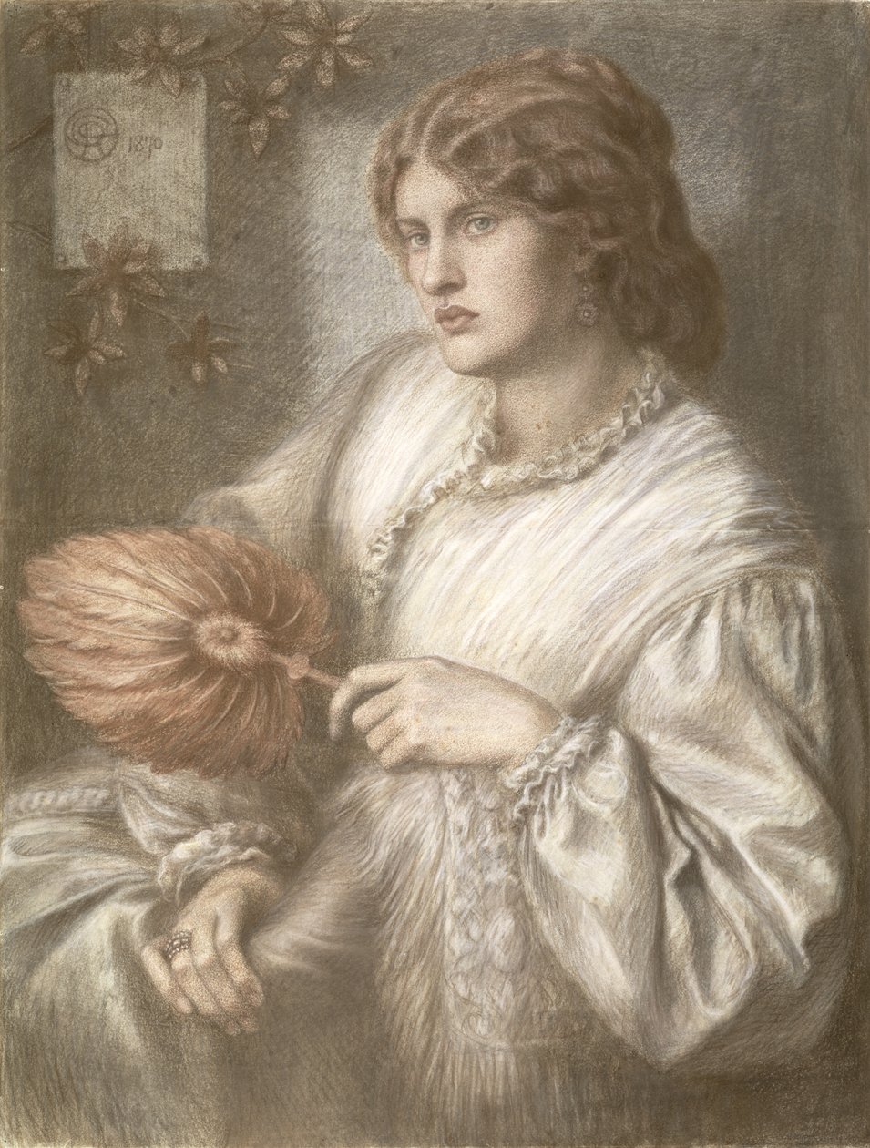 Donna con un Ventaglio, 1870 da Dante Gabriel Charles Rossetti