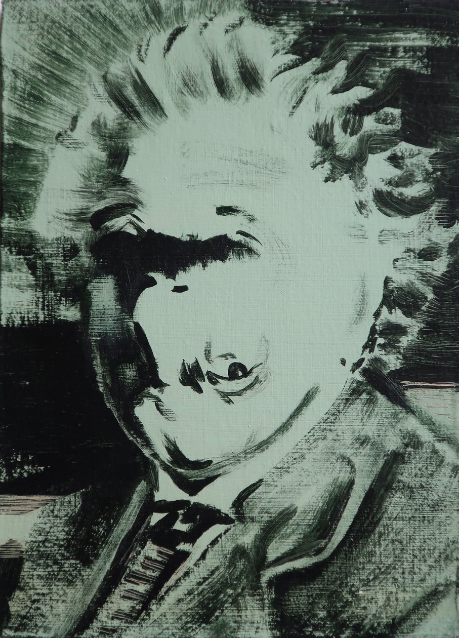 Einstein, 2013 (acrilico su tavola) da Darren Coffield