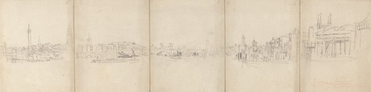 Panorama del vecchio ponte di Londra da David Cox