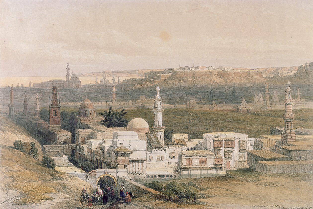 Il Cairo dalla Porta di Citizenib, verso il deserto di Suez, da Egitto e Nubia, Vol.3 da David Roberts