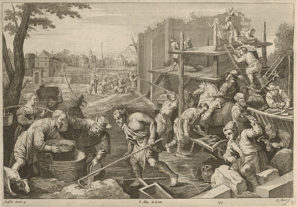 Costruzione di una torre da David Teniers the Younger
