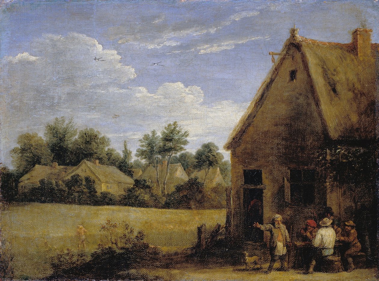 Cottage con contadini che giocano a carte da David Teniers the Younger