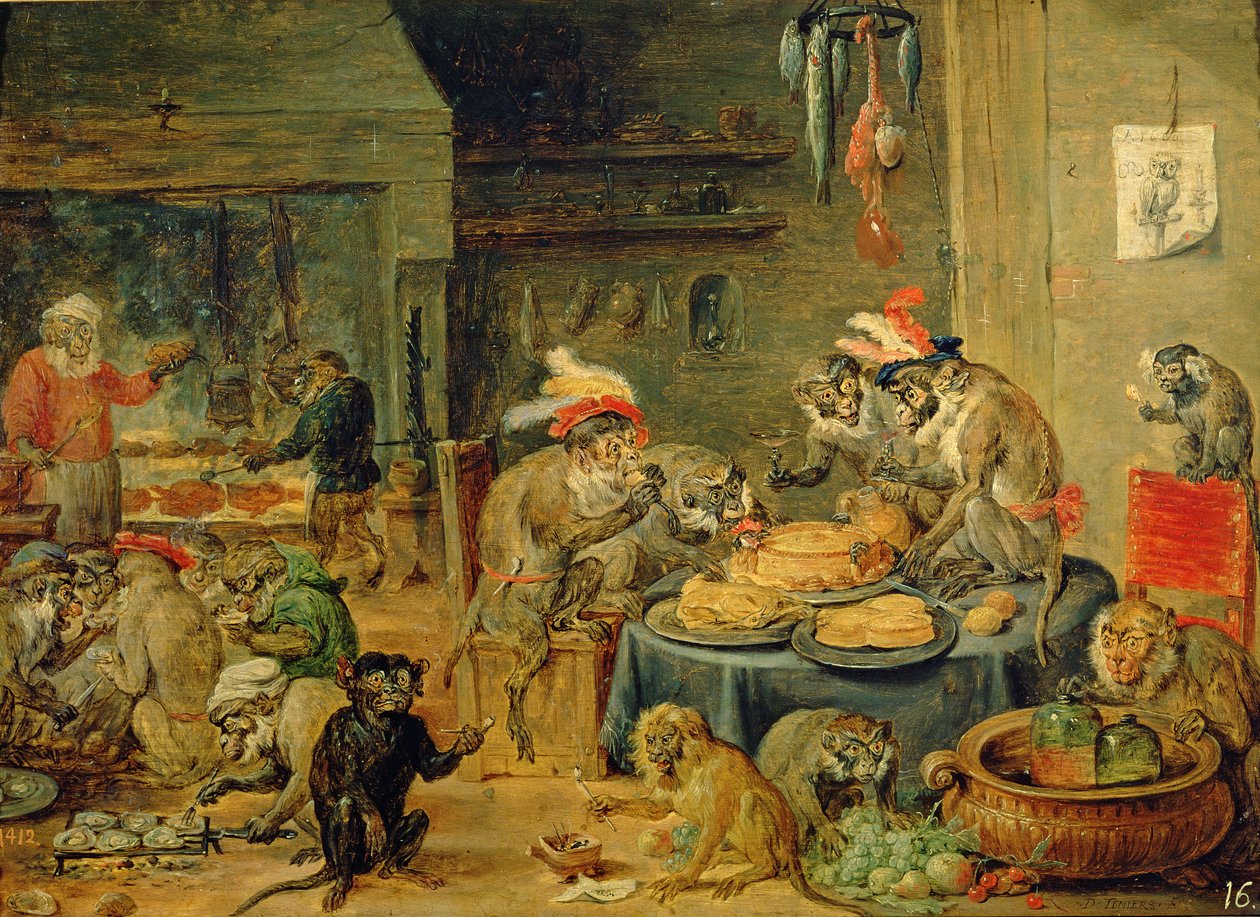 Banchetto delle scimmie, 1810 da David Teniers the Younger