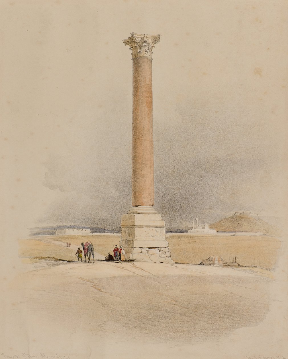 Colonna di Pompeo, Alessandria da David (after) Roberts