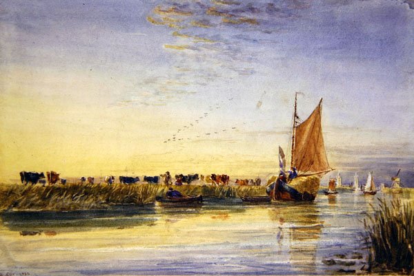 Chiatte di fieno sulla Schelda da David Cox