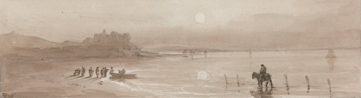 Costa, tramonto con il castello di Harlech da David Cox