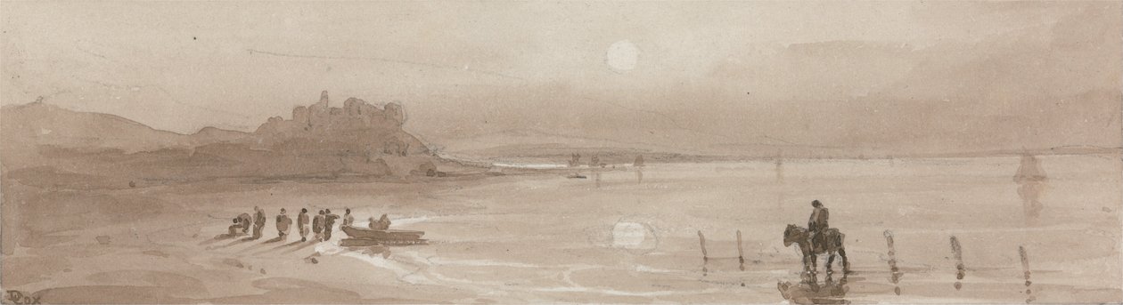 Costa del mare, tramonto con il castello di Harlech da David Cox